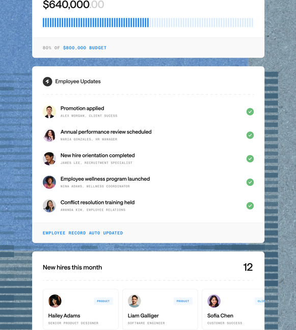 See your whole team as it grows: Bolto product interface illustration